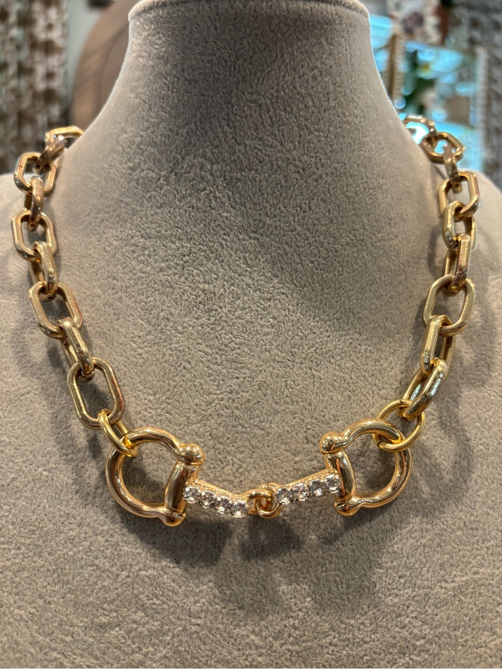 Gold-Tone Crystal Link Chain Necklace by